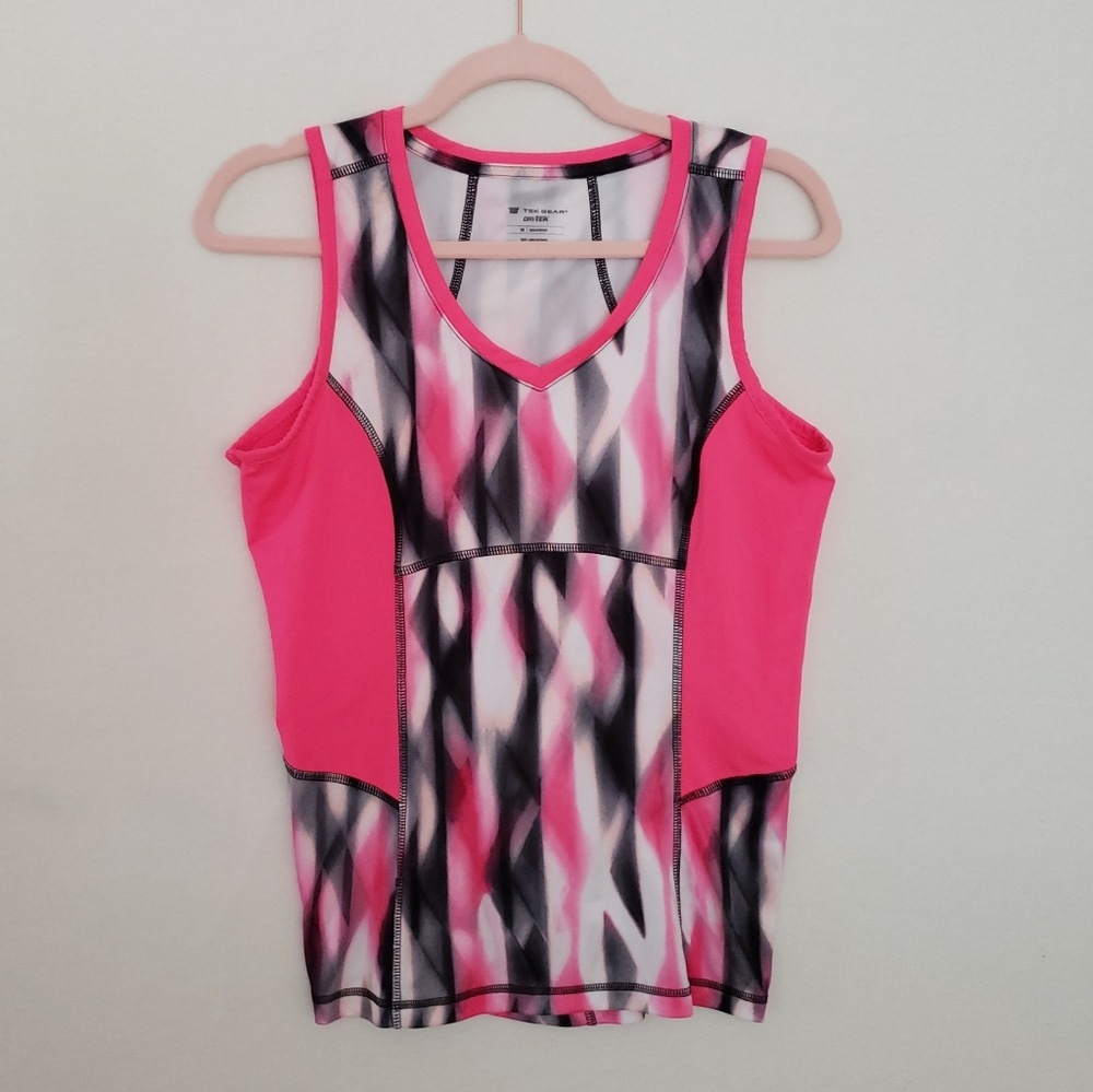 Set Of 2 Tek Gear V Neck Athletic Tanks Pink Workout Gym Top Racer Back